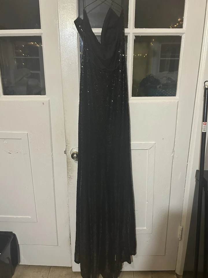 长款黑色亮片舞会礼服 14 码正式晚礼服 — 第 2/4 张图片