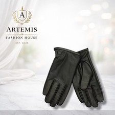 Calvin Klein Men's Leather Black Injected Touch Screen Winter Gloves Size Small