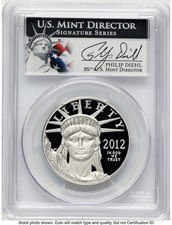 2012-W Proof Platinum Eagle 1 oz Philip Diehl PCGS PR70 2352.00 per troy oz