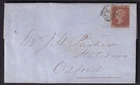 GB 1854 Cover 1d red London to Oxford