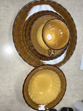 6 Piece Vernon Ware Metlox Poppytrail San Fernando Gold Dinner Service For 1