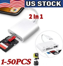 2 In 1 TF/SD Card Adapter Camera Reader for iPad iPhone 7 8 Plus 14 15 Pro X Lot