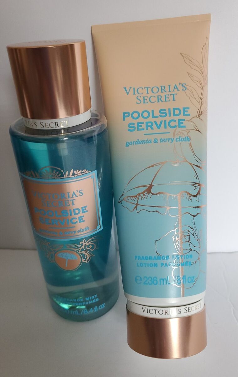 2 PCS VICTORIA'S SECRET *POOLSIDE SERVICE* FRAGRANCE BODY MIST & BODY  LOTION NEW