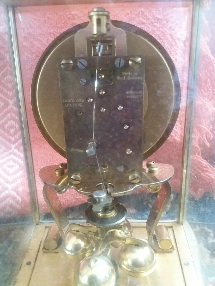 Germany Glass retro old Standing Clock and metal pot with tongs. - Image 3 of 4