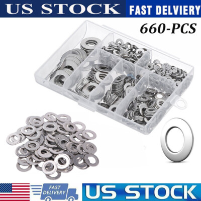 #ad #ad 660 Pieces of 304 Stainless Steel Washers Flat Washer Assortment Kit 6 Sizes New $8.23
