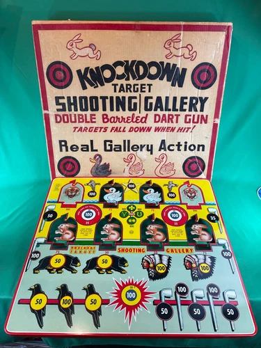 Vintage MARX KNOCKDOWN TARGET SHOOTING GALLERY - W/ NICE BOX! RARE & AMAZING!