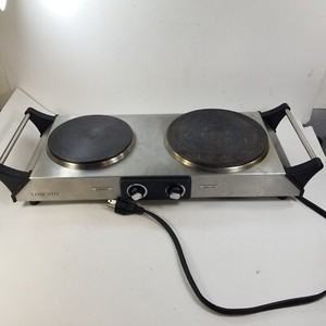 Electric Horizontal Double Burner Hot Plate Handle Stainless Steel Loscato
