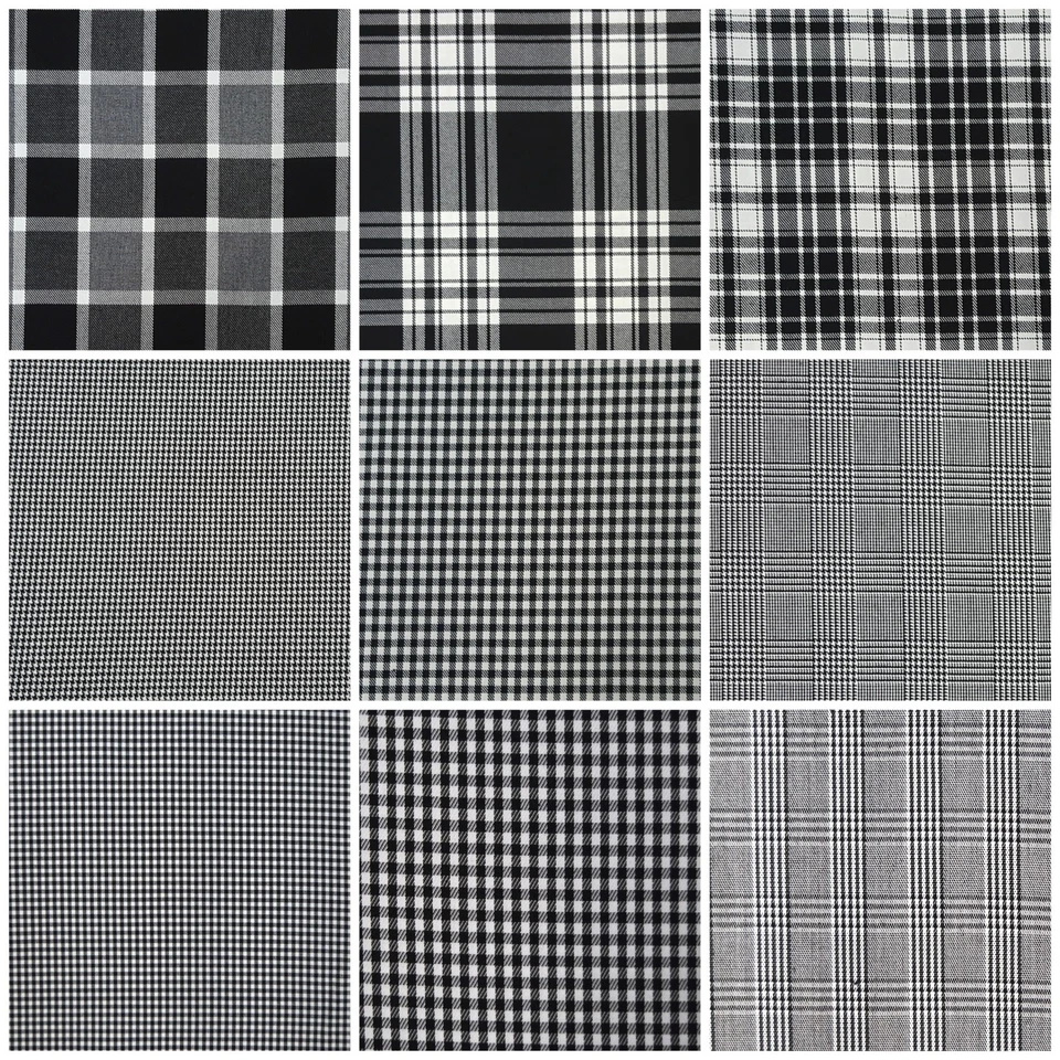 Karo Stoff Glencheck Pepita Tartan Schottenkaro Schwarz Weiss Viscose Meterware - Bild 2 von 3