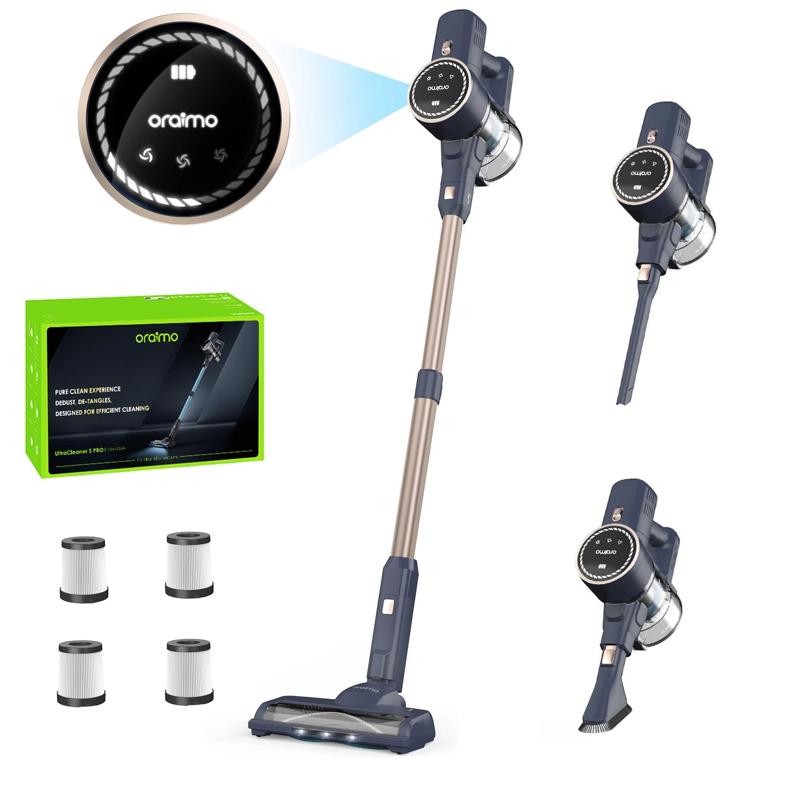 Cordless Vacuum Cleaner, 45 Mins Max Runtime, Stick Vacuum 270W/ 24Kpa, LED D...