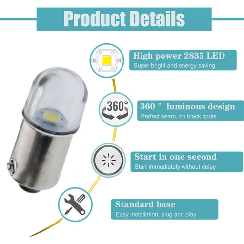 10X Warm White 433 LED Bulbs 18V 18 Volt Bayonet Base Bulb for Lionel Trains - Picture 5 of 6