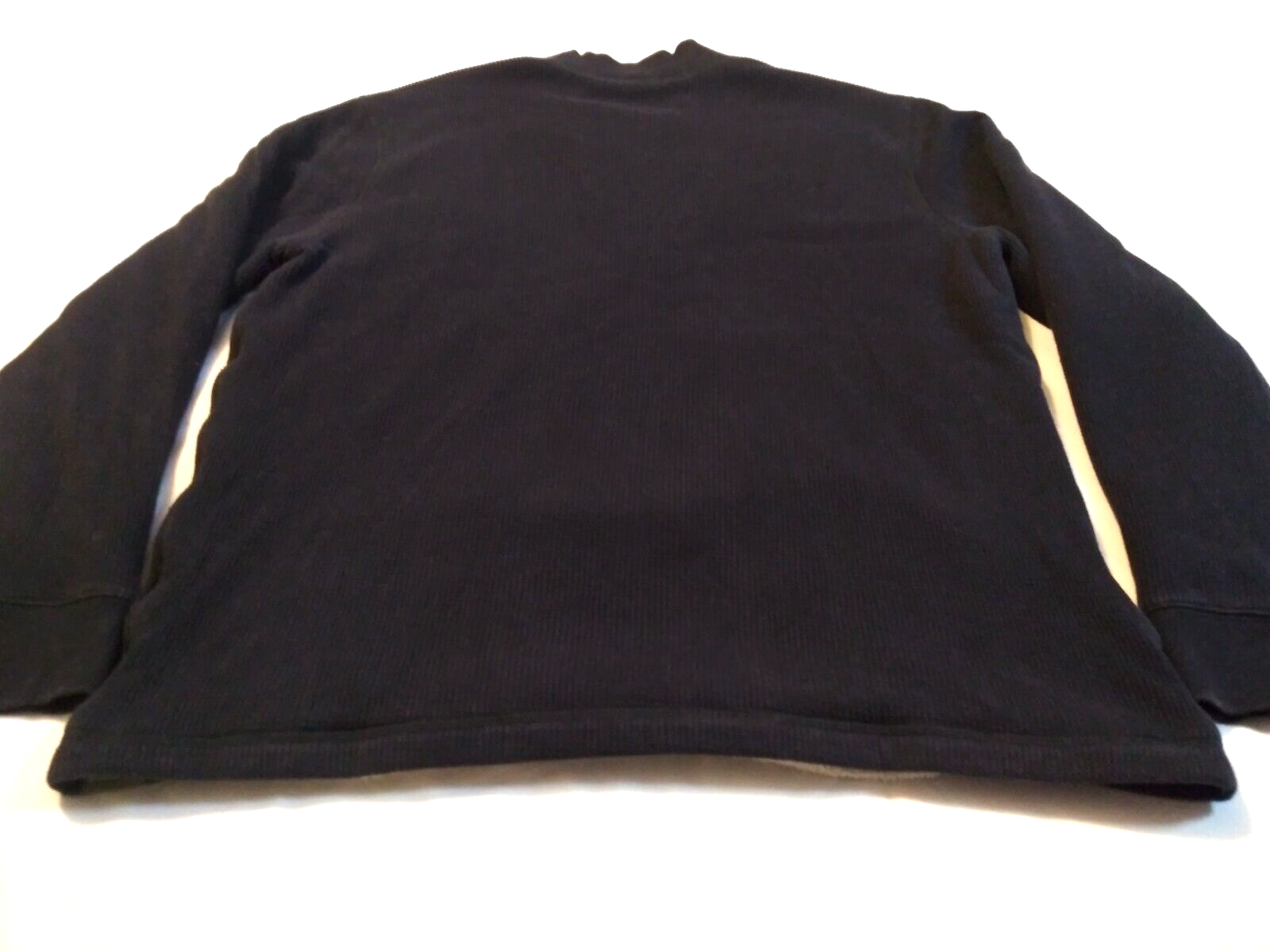 Eddie Bauer Sherpa Lined Henley Shirt Mens Large Navy Thermal Waffle