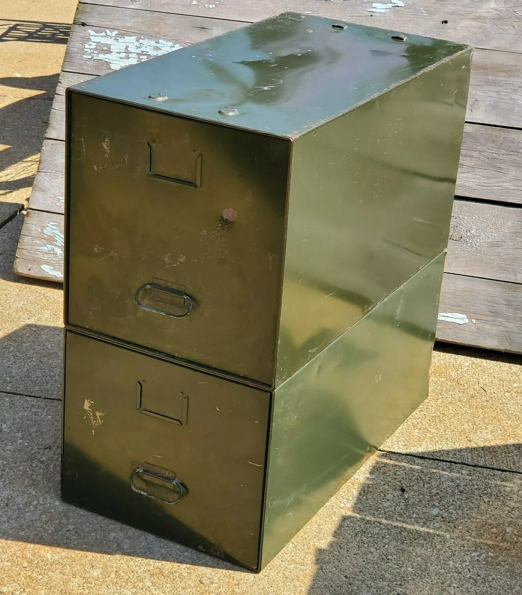 VINTAGE INDUSTRIAL METAL MILITARY FILE CABINET DRAWERS SAFE T STAK