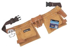 Professional Leather Double Pocket Tool Belt Hammer Nails Holder Pouch Roofing