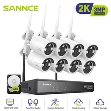 SANNCE Wireless 3MP Two Way Audio IP Security Camera System 5MP 10CH NVR WIFI AI