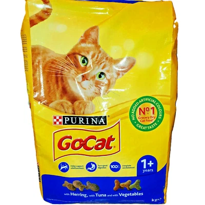 GO-CAT GO CAT TUNA & HERRING 1+ ADULT 750g 2kg 4kg 10kg : Feline Food Dry Biscuits Feed