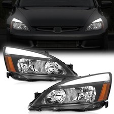 Weelmoto Pair Headlights For 2003-2007 Honda Accord Led Drl Halogen Headlamps