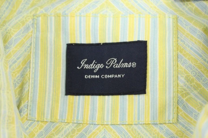 Indigo Palms Demin Co. Para hombres Grande Vertical Rayas Abotonadas Amarillo/Azul Foto 3 de 4