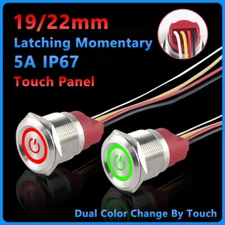 19/22mm LED Push Button Switch Momentary Latching On/Off Sensor Panel Waterproof