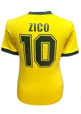 ZICO SIGNED BRAZIL 1982 FIFA WORLD CUP FOOTBALL SHIRT SEE PROOF & COA