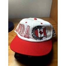 NEW RARE Deadstock VTG 1996 Olympics Canada Starter Snapback Hat - White/Red