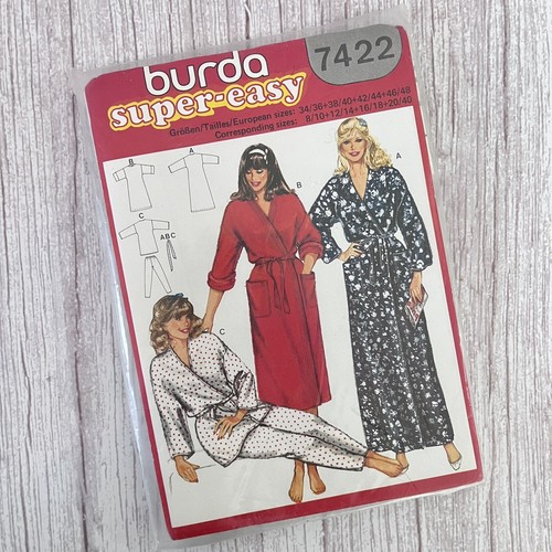 BURDA Pattern 7422 Ladies Women's Night Bath Robe Pyjamas Pajamas New Uncut - Picture 8 of 8