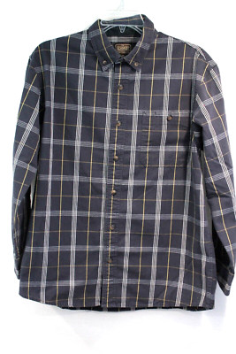 C E Schmidt Workwear Denim Shirt Mens size L Plaid Button Down Causal Outdoors