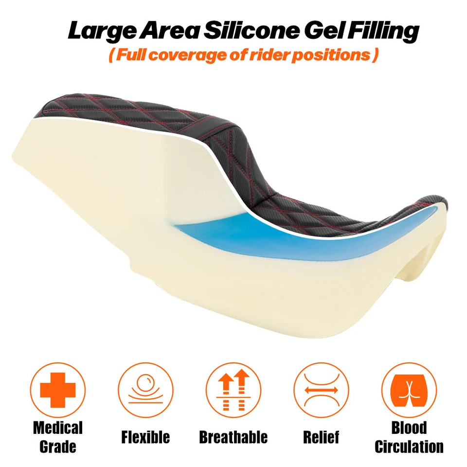 2009-2023 Diamond Stripe Style 1-Piece Seat For Harley Road King Street Glide US Foto 2 de 4