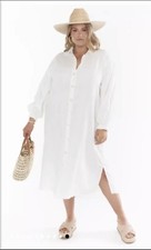 Show Me Your Mumu Captain Button Down Dress Cream Sz XXL Slubbed Cotton