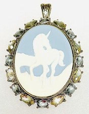 Majestic Unicorn Pendant With White/Blue/Gray Rhinestones