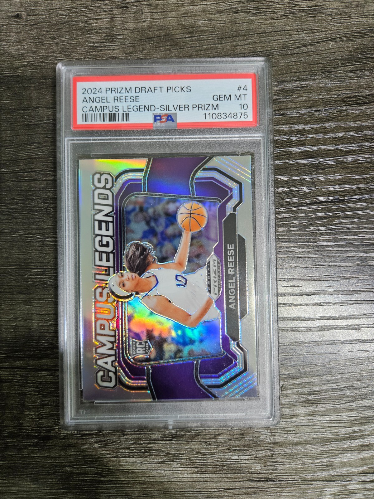 2024 PRIZM DRAFT - #4 - ANGEL REESE "CAMPUS LEGENDS" SILVER PRIZM / PSA 10 GM view 1