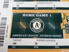 2013 OAKLAND ATHLETICS VS DETROIT TIGERS PLAYOFFS GAME #1 TICKET STUB SCHERZER