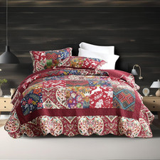 Cotton Bedspread Quilt Sets Reversible Bedding Coverlet Sets Comforters Vintage