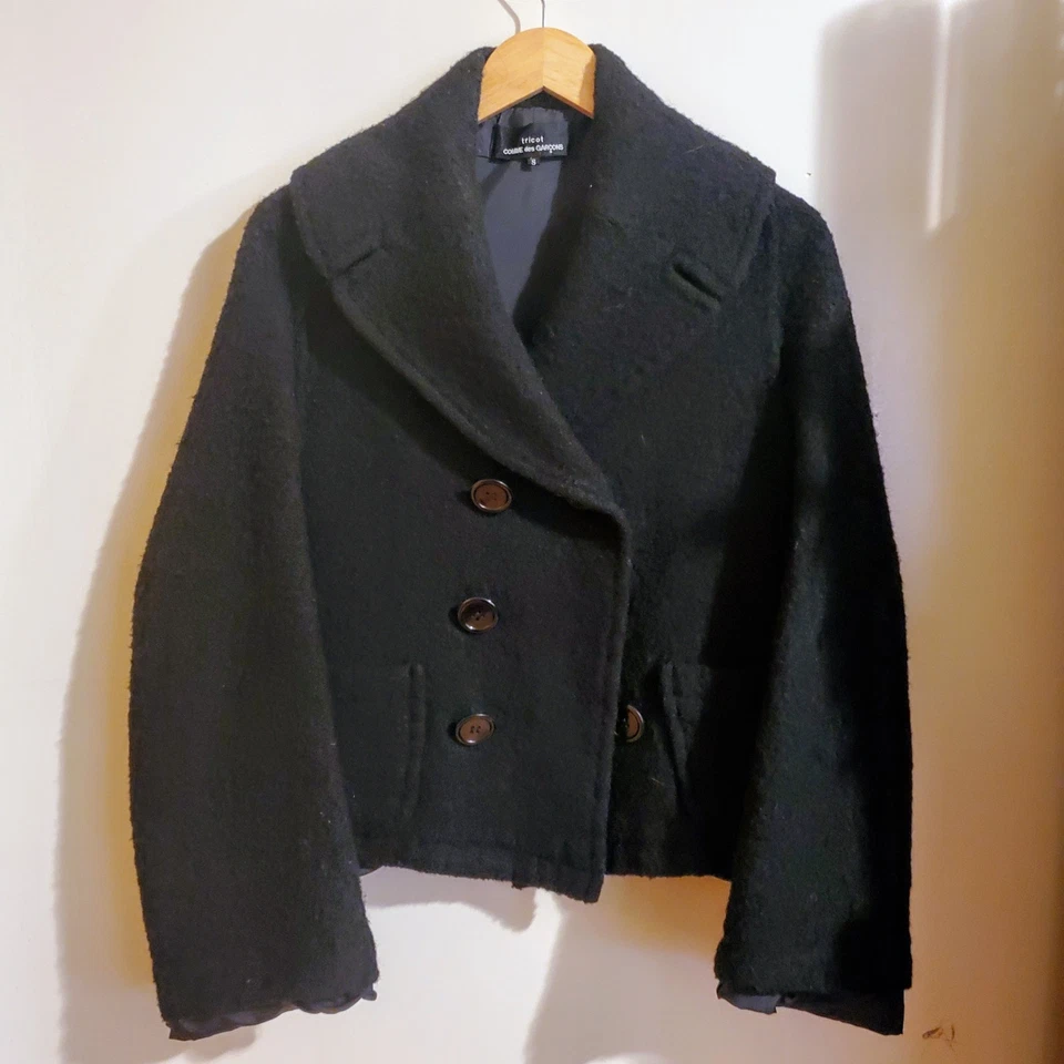 AD2006 Tricot Comme Des Garsons шерстяная смесь двубортный бушлат размер маленький - Изображение 2 из 4