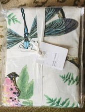 Pottery Barn Spring Fauna Duvet Set King 2 Euro Shams Botanical Butterfly Birds