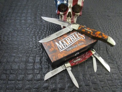 2 Marbles Knives Tortoise 2 Blade MR214 Jigged  Red 4 Blade Congress MR118 w box