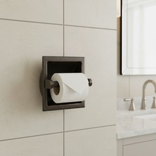 Stainless Steel Recessed Toilet Paper Holder with Oil Rubbed Bronze Finish - 6"