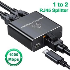 RJ45 Gigabit Ethernet Splitter 1000Mbps LAN Network Internet 1 to 2 Out Adapter