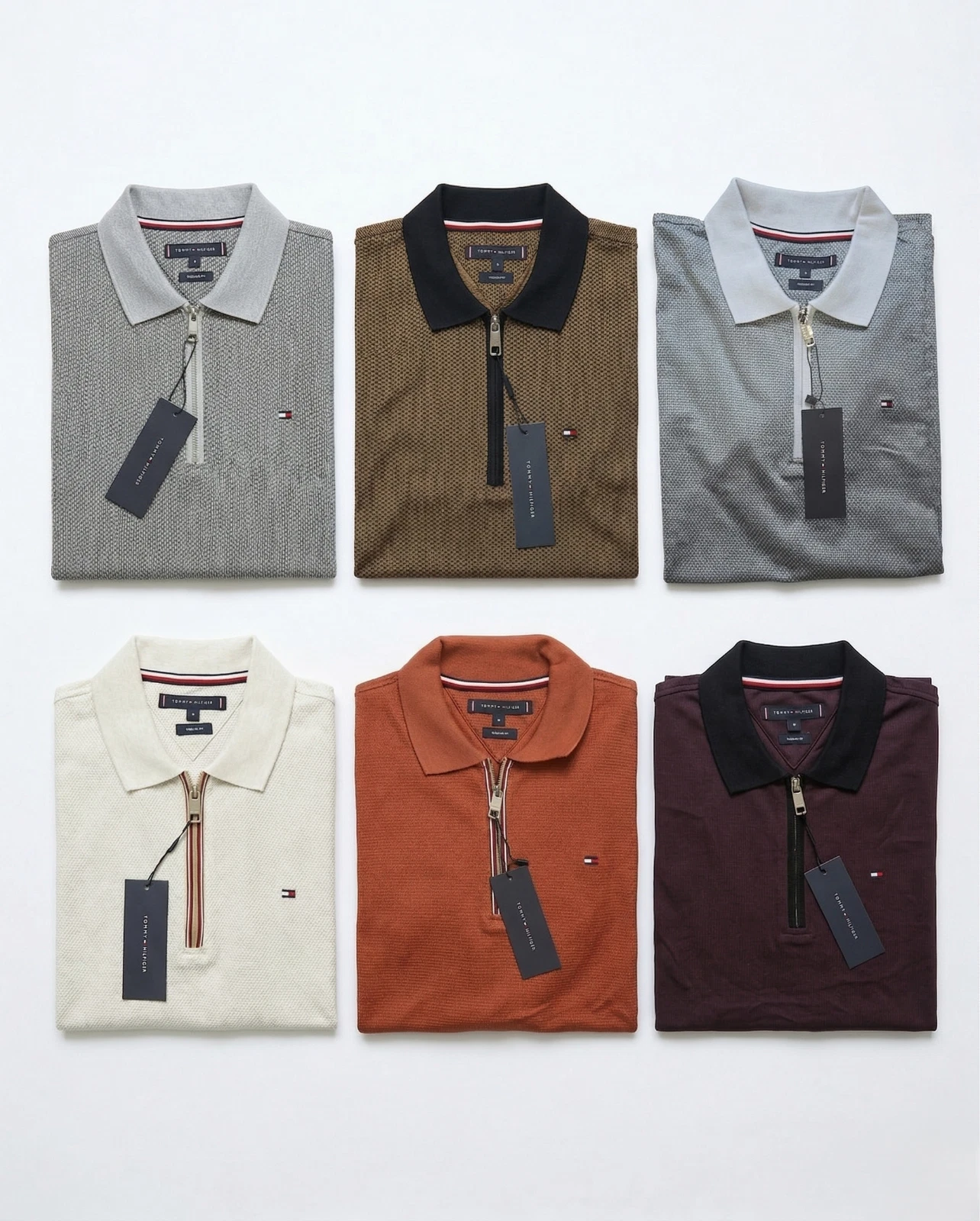 Tommy Hilfiger Men's Classic Fit Signature Quarter Zip Short Sleeve Polo
