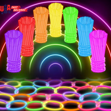 100 Ultra Bright Glow Sticks Bulk Party Pack 8" Glow in the Dark Sticks with Con