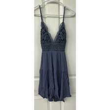 Windsor XS blue slate grey lace gauzy dress open back NWOT boho hippie fairy