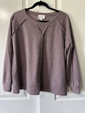 ANDREE by UNIT Long Sleeve Raised Rib Shirt / Top - Womens Sz MED - NEW! Pink