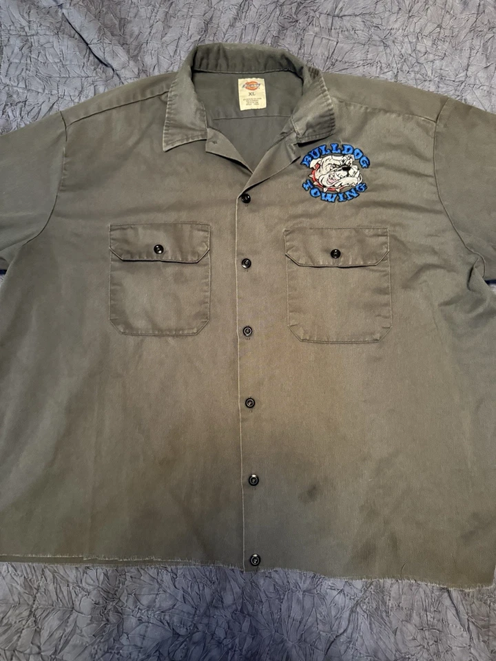Camisa de trabajo recortada Dickies XL Bulldog remolque grunge niña ropa de calle Y2K EE. UU. DE COLECCIÓN Foto 2 de 4