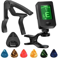 Guitar Tuner, Guitar Accessories with Guitar Picks, Guitar Capo, Capo for Aco...