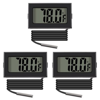 ACEIRMC 3pcs Black Digital LCD Thermometer Temperature Monitor with External Pro