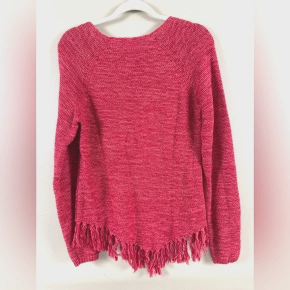 Suéter American Rag M Rosa Crochet Flecos Boho Indie Espíritu Libre Asimétrico Foto 2 de 4