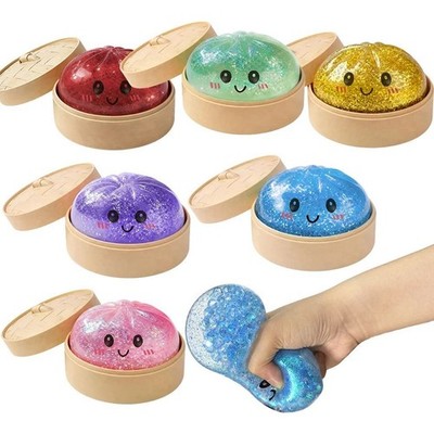 Glitter Dumplings Squishies Stress Ball Squeeze Dough Ball for Kids Colourful Fidget