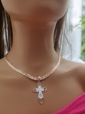Rose Gold Unisex Orthodox Cross With Necklace 5mm, 50cm.Hypoallergenic, Premium 