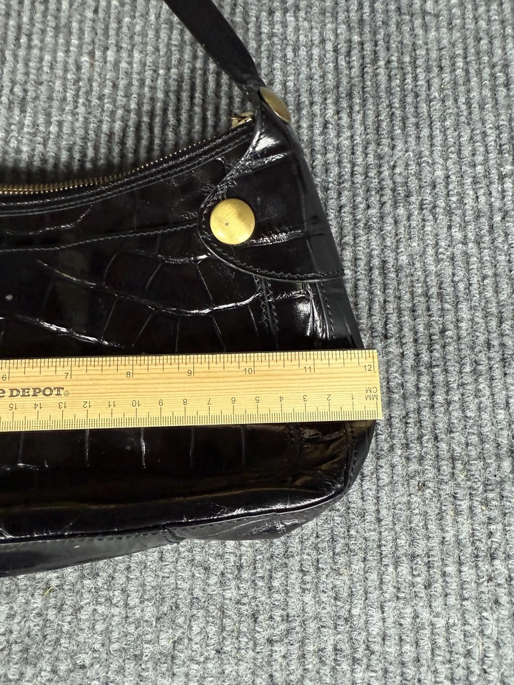 Maxx New York Bolso de Hombro Mujer Negro Cocodrilo Repujado Cartera Cremallera Top Hardware Foto 3 de 4