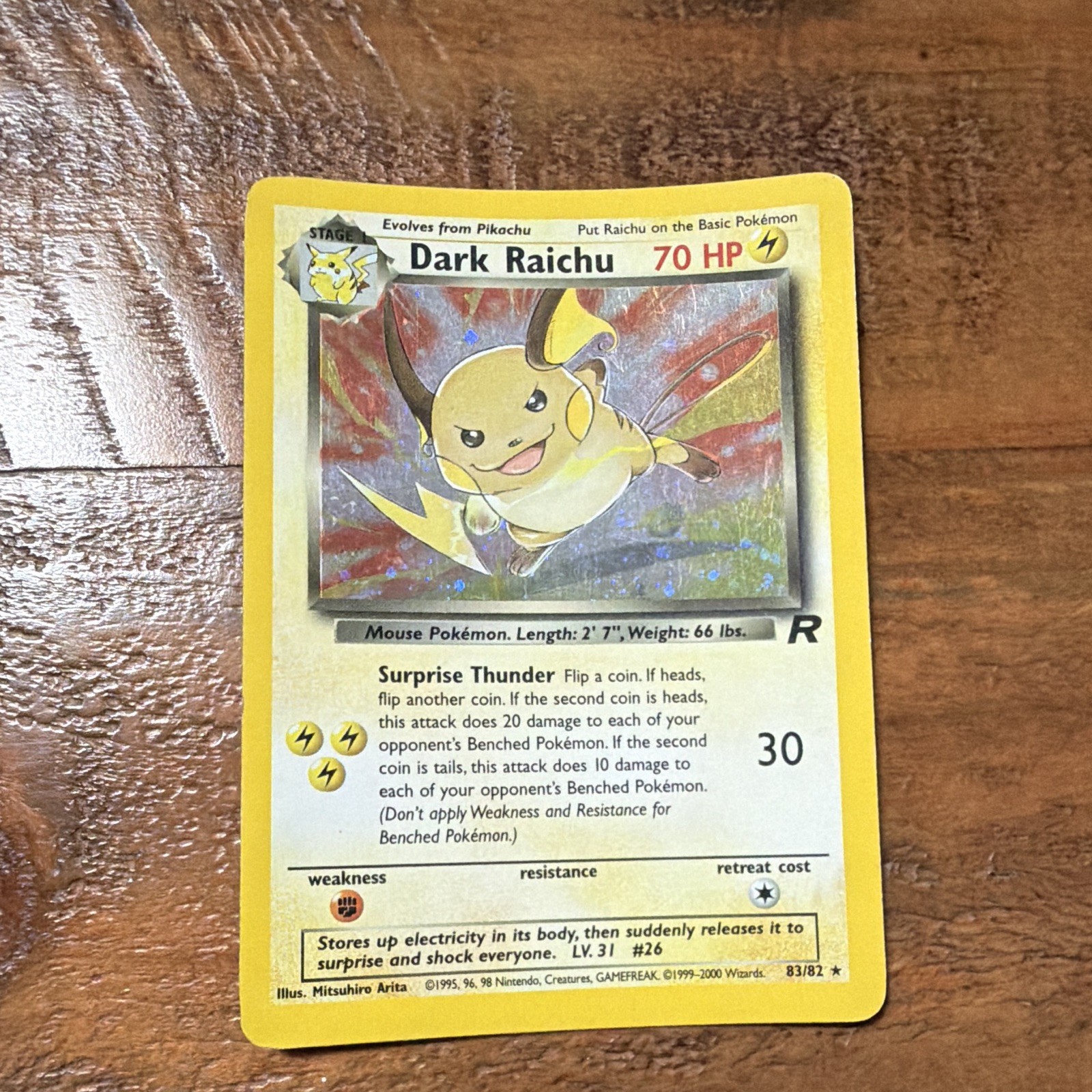 Pokemon TCG Team Rocket Dark Raichu 83/82 Holo Secret Rare English 70 HP