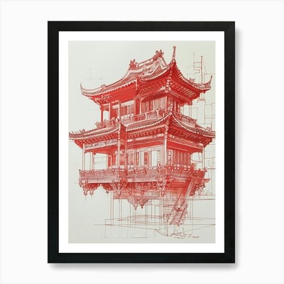 Chinese Building Design 20 Art Prin Framed Wall Art Poster Canvas Print Picture